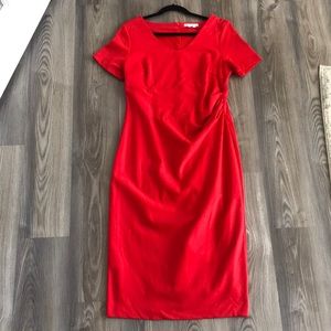 LIKE NEW BODEN SHORT SLEEVE PENCIL SKIRT MIDI DRESS BRIGHT RED SIZE 14